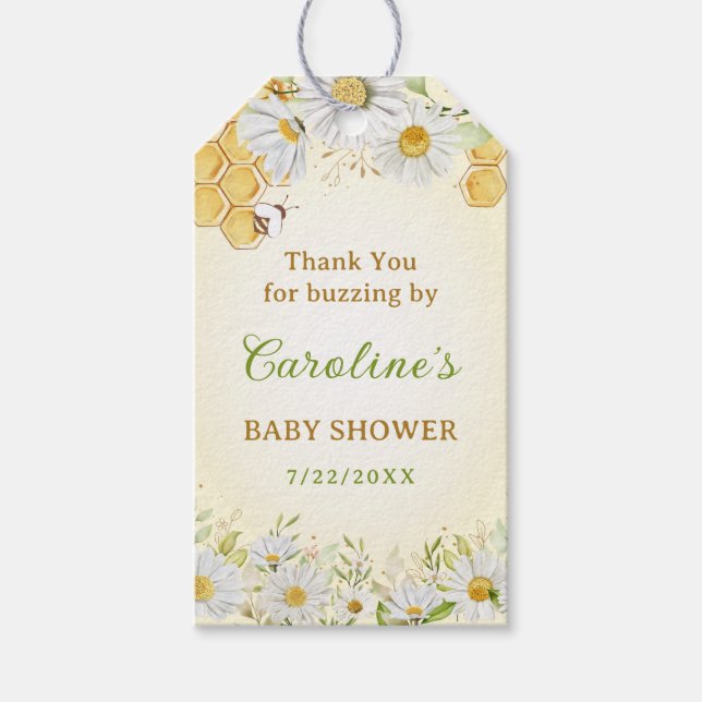Étiquettes-cadeau Bumblebee Baby shower Jaune Saupoudrer bouteille F (Devant)
