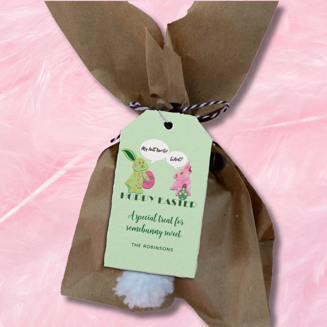 Étiquettes-cadeau Bunnies Pâques Vertes Pâques Pink (Créateur téléchargé)
