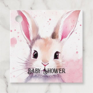 Étiquettes Cadeau Bunny Cute Aquarelle baby shower rose