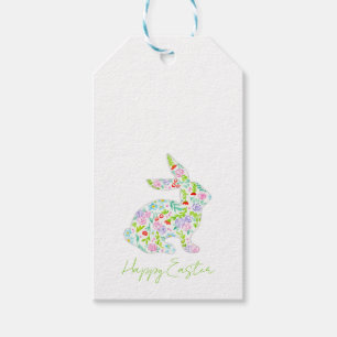 Étiquettes-cadeau Bunny floral HAPPY EASTER Printemps coloré amusant