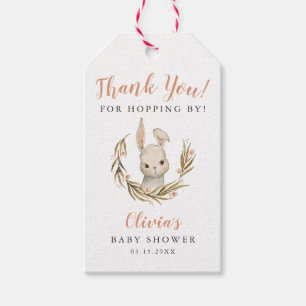 Étiquettes-cadeau Bunny Girl Baby shower Merci d'être passée