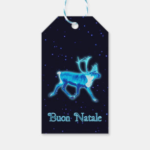 Étiquettes-cadeau Buon Natale - Caribou bleu (rennes)