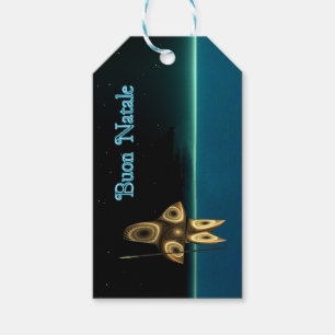 Étiquettes-cadeau Buon Natale - Fractal Inuit Hunter