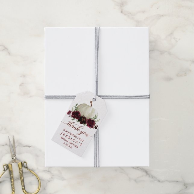 Étiquettes-cadeau Burgundy Citrouille Automne Fête des mariées Favor (Avec de la ficelle)