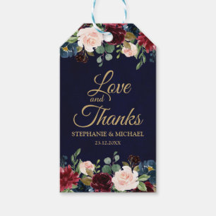Étiquettes-cadeau Burgundy Red Navy Floral Rustic Boho tag cadeau