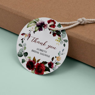 Étiquettes Cadeau Burgundy Rose Round Faver Tags