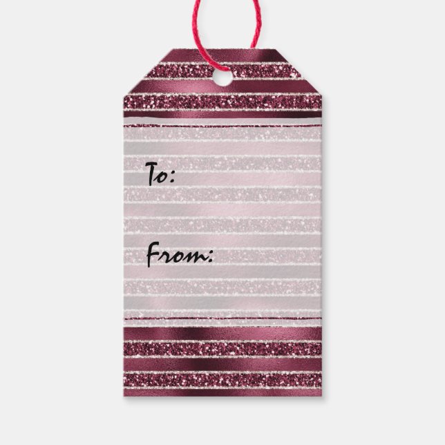 Étiquettes-cadeau Burgundy Rouge Rose Rose Gold Parties scintillant  (Devant)