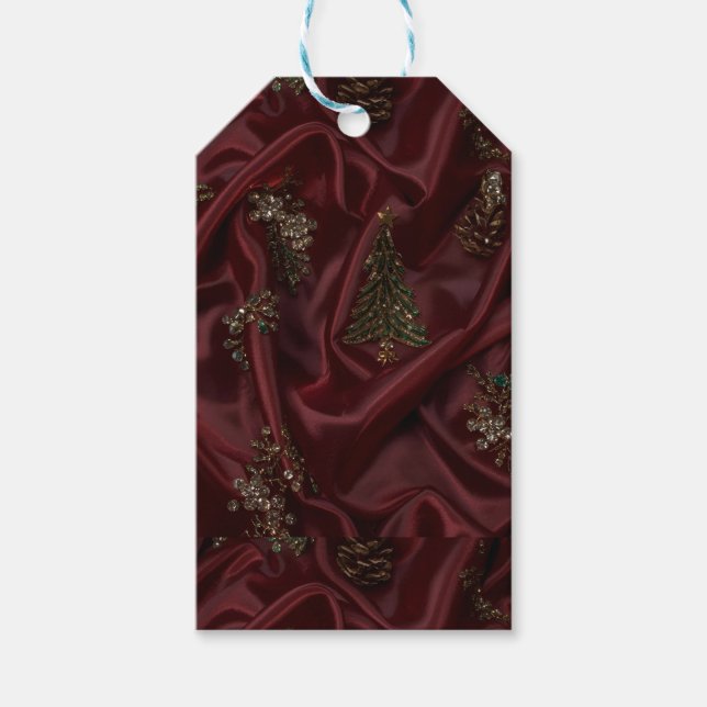 Étiquettes-cadeau Burgundy Silk-Look Diamond  (Devant)