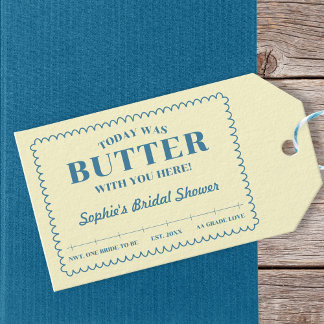 Étiquettes-cadeau Butter With You Yellow Blue Vintage Bridal Shower