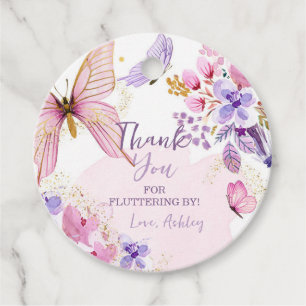 Étiquettes Cadeau Butterfly Merci Fluttering Par Fille Anniversaire 