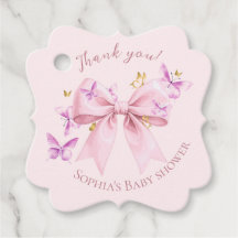 Butterfly Pink Bow Baby Shower 