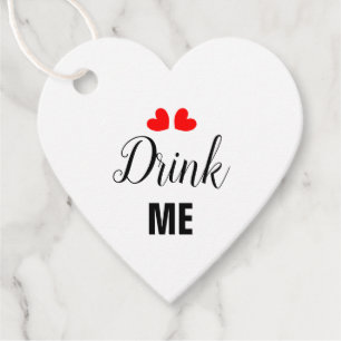 Étiquettes Cadeau Buvez-moi Amour Coeurs Mariage Favor Tags
