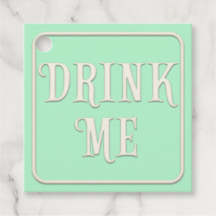 Étiquettes Cadeau "Buvez-moi" Victorian Tea Party Green Carré sur me