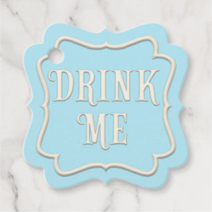 Étiquettes Cadeau "Buvez-moi" Wonderland Tea Party Blue Personnalisé