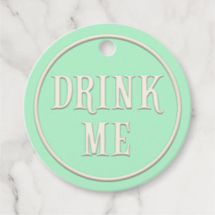Étiquettes Cadeau "Buvez-moi" Wonderland Tea Party Green Personnalis