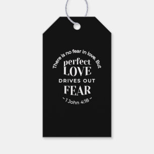 Étiquettes-cadeau BW 'Perfect Love chasse la peur' - 1 John 4:18