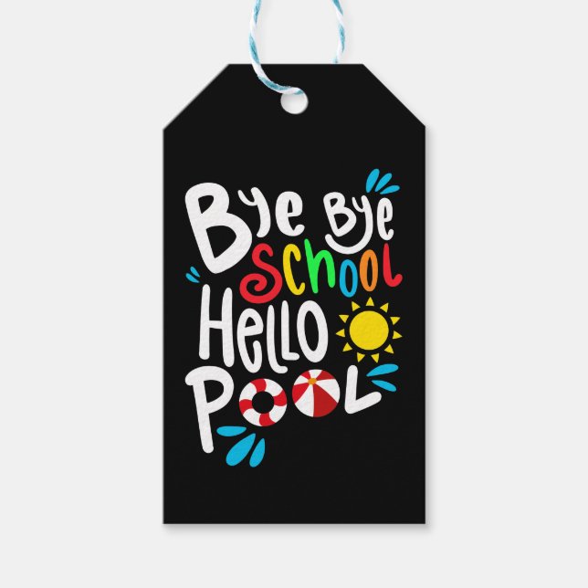 Étiquettes-cadeau Bye Bye School Hello Pool I (Devant)