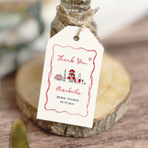 Étiquettes-cadeau C’est Amore Hand Drawn Italian Red Fête des mariée