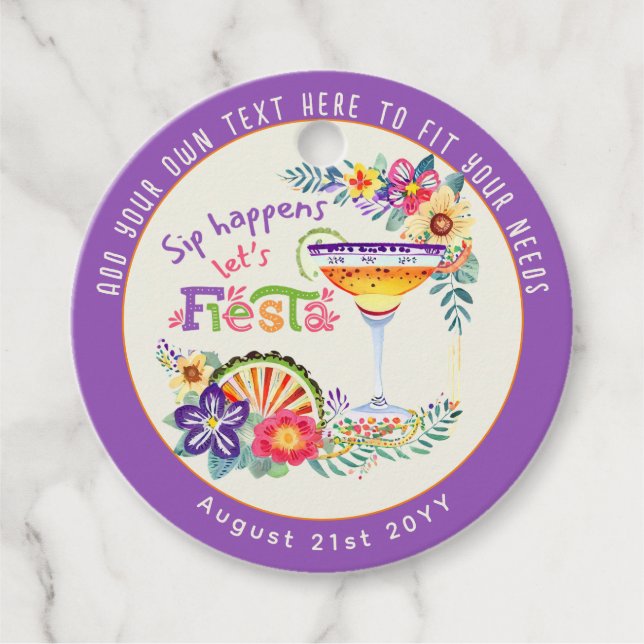 Étiquettes Cadeau Ça arrive ! Fêtons avec une FIESTA personnalisée (Devant)