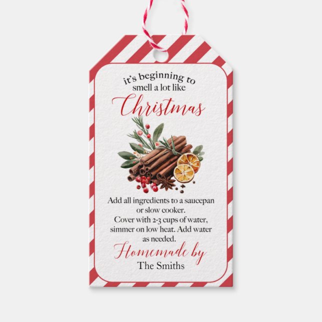 Étiquettes-cadeau Ça commence à sentir comme le pot-pourri de Noël (Devant)