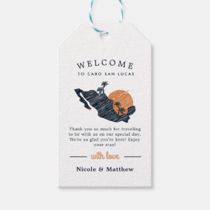 Étiquettes-cadeau Cabo San Lucas Mexique Carte de la marine Mariage 