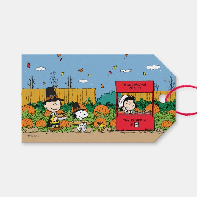 Étiquettes-cadeau cacahuètes | Charlie Brown Thanksgiving | Ajouter  (Devant (Horizontal))
