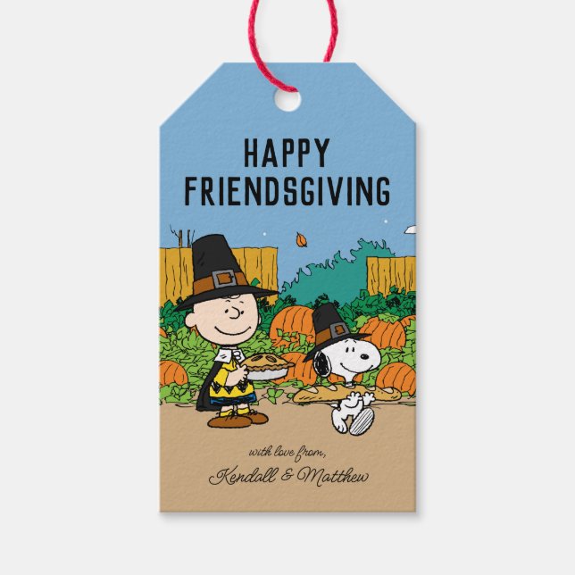 Étiquettes-cadeau cacahuètes | Charlie Brown Thanksgiving Ajouter Vo (Devant)