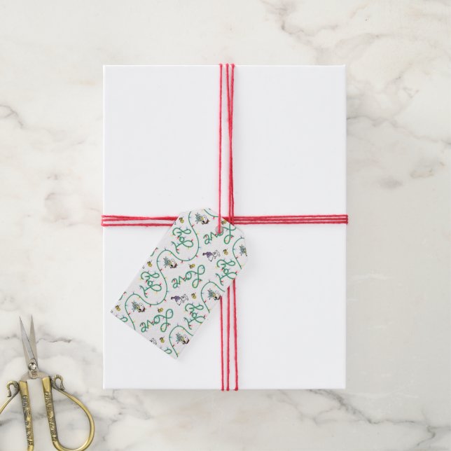 Étiquettes-cadeau cacahuètes | Motif d'amour de Noël brillant et bri (With Twine)