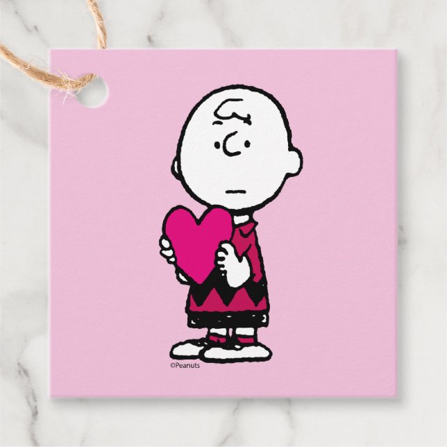 Étiquettes Cadeau cacahuètes | Saint Valentin | Heart Charlie Brown (Devant)