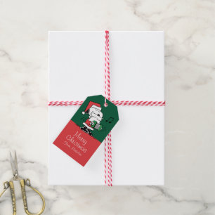 Étiquettes-cadeau cacahuètes Snoopy Santa Claus Accordian