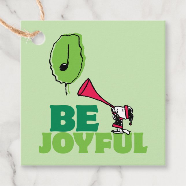Étiquettes Cadeau cacahuètes | Woodstock Soyez Joyeux (Devant)