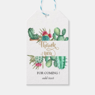 Étiquettes-cadeau Cactus à points polka aquarelle