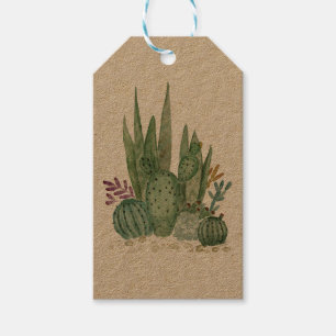 Étiquettes-cadeau Cactus, aquarelle