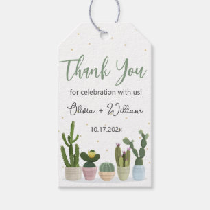Étiquettes-cadeau Cactus Aquarelle Verdure Merci