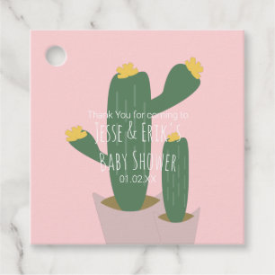 Étiquettes Cadeau Cactus Cupcakes Remerciement Baby Shower Bleu Ros