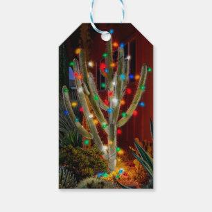 Étiquettes-cadeau Cactus de Noël aux lumières brillantes