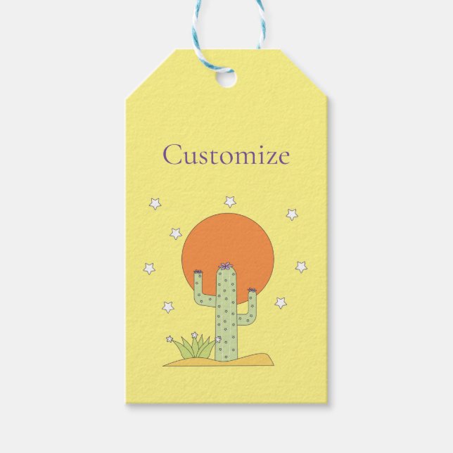 Étiquettes-cadeau Cactus du désert Sun Thunder_Cove (Devant)