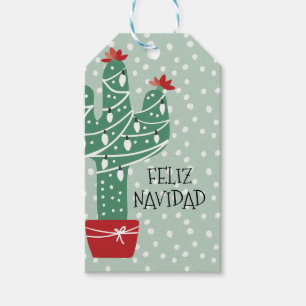 Étiquettes-cadeau Cactus du Joyeux Noël   Feliz Navidad