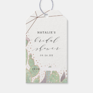 Étiquettes-cadeau Cactus et douche à affichage nuptiale géométrique