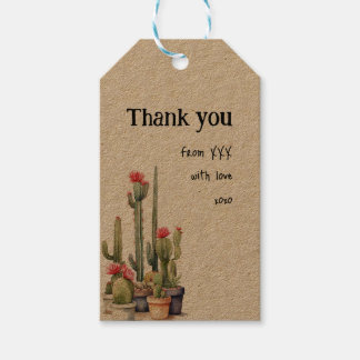 Étiquettes-cadeau Cactus Message Personnalisé Aquarelle Rustique