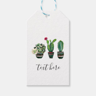 Étiquettes-cadeau cactus, succulent, aquarelle, fiesta, mexicaine,