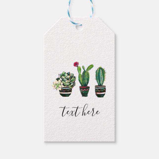 Étiquettes-cadeau cactus, succulent, aquarelle, fiesta, mexicaine, (Devant)