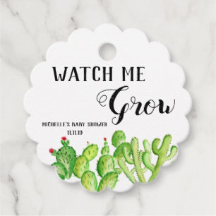 Étiquettes Cadeau Cactus Watch Me Cultiver Cactus Baby shower de ver