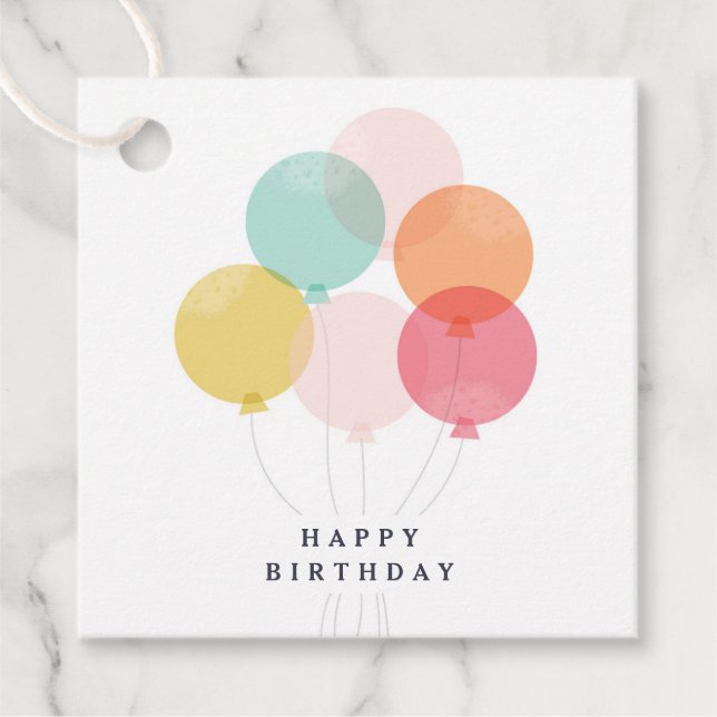 Étiquettes Cadeau Cadeau d'anniversaire du groupe de ballon moderne (Devant)
