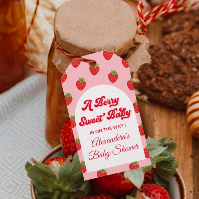 Étiquettes-cadeau Cadeau de Baby Shower aux Fraises (Créateur téléchargé)
