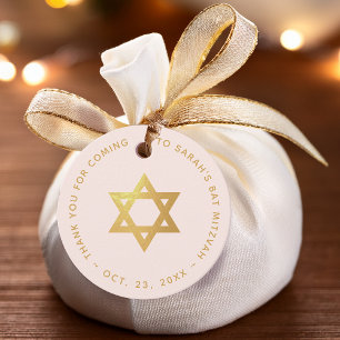Étiquettes Cadeau Cadeau de Bat Mitzvah Étoile de David en Or Rose F