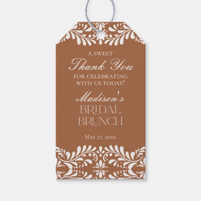 Étiquettes-cadeau Cadeau de brunch de mariage Clay Talavera Tile Fie (Devant)