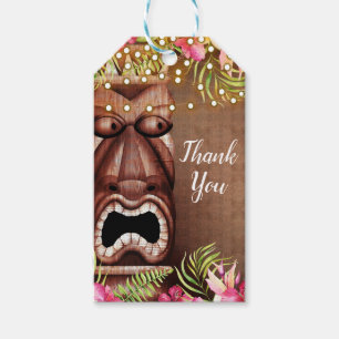 Étiquettes-cadeau Cadeau de fête en bois Tiki Hawaïen pour Luau d'ét