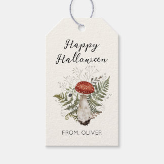 Étiquettes-cadeau Cadeau de Halloween botanique champignon aquarelle