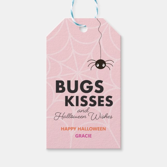 Étiquettes-cadeau Cadeau de l'Araignée d'Halloween | Rose (Devant)